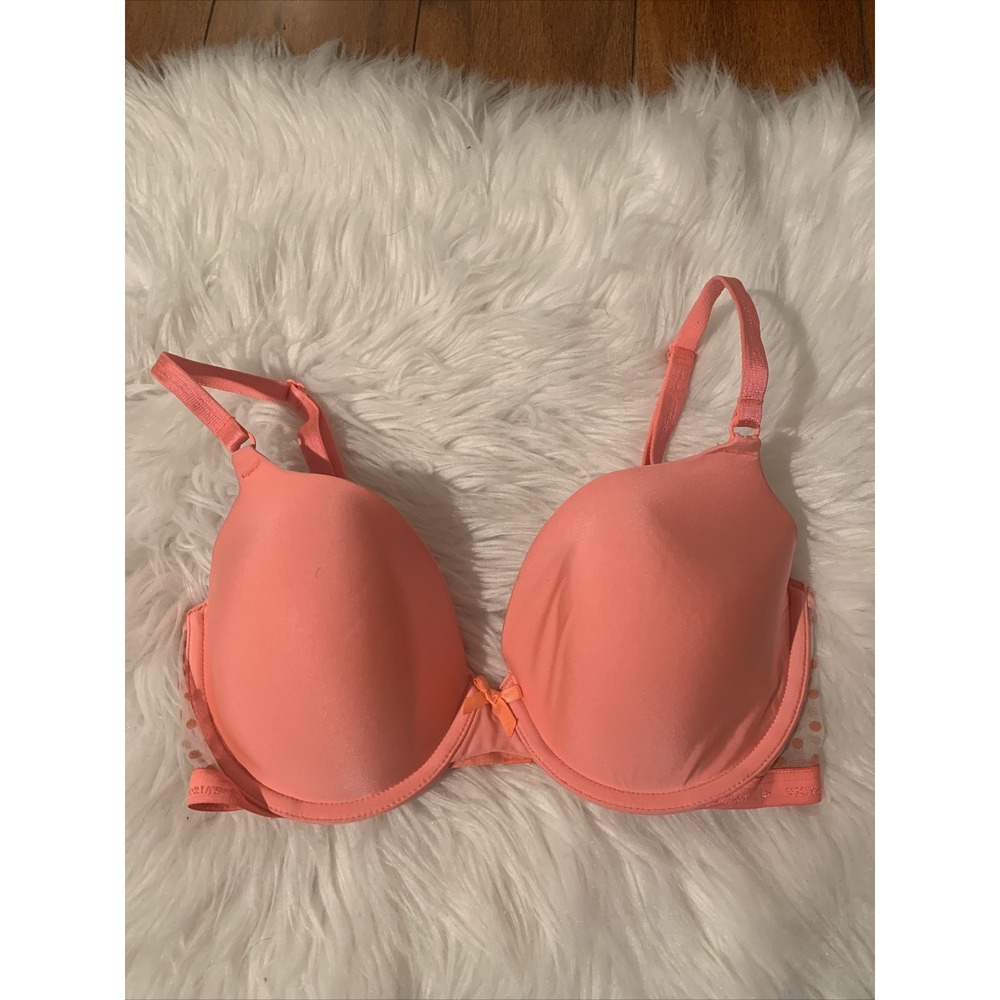 victoria secret demi bra 34d sexy polka dot orange color logi belt